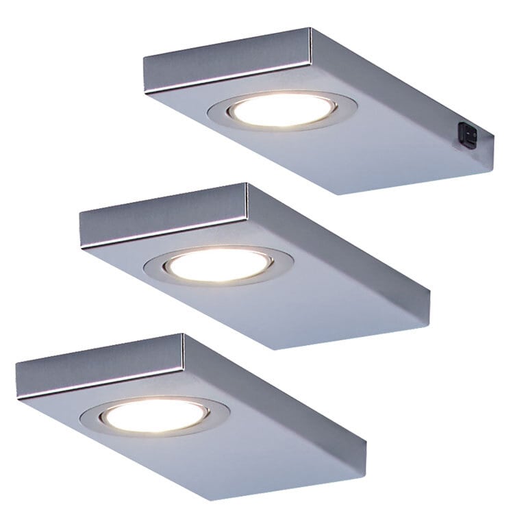LED Unterbauleuchte Leon 3er Set silberfarbig je 8,1x20cm 1,65cm Edelstahl