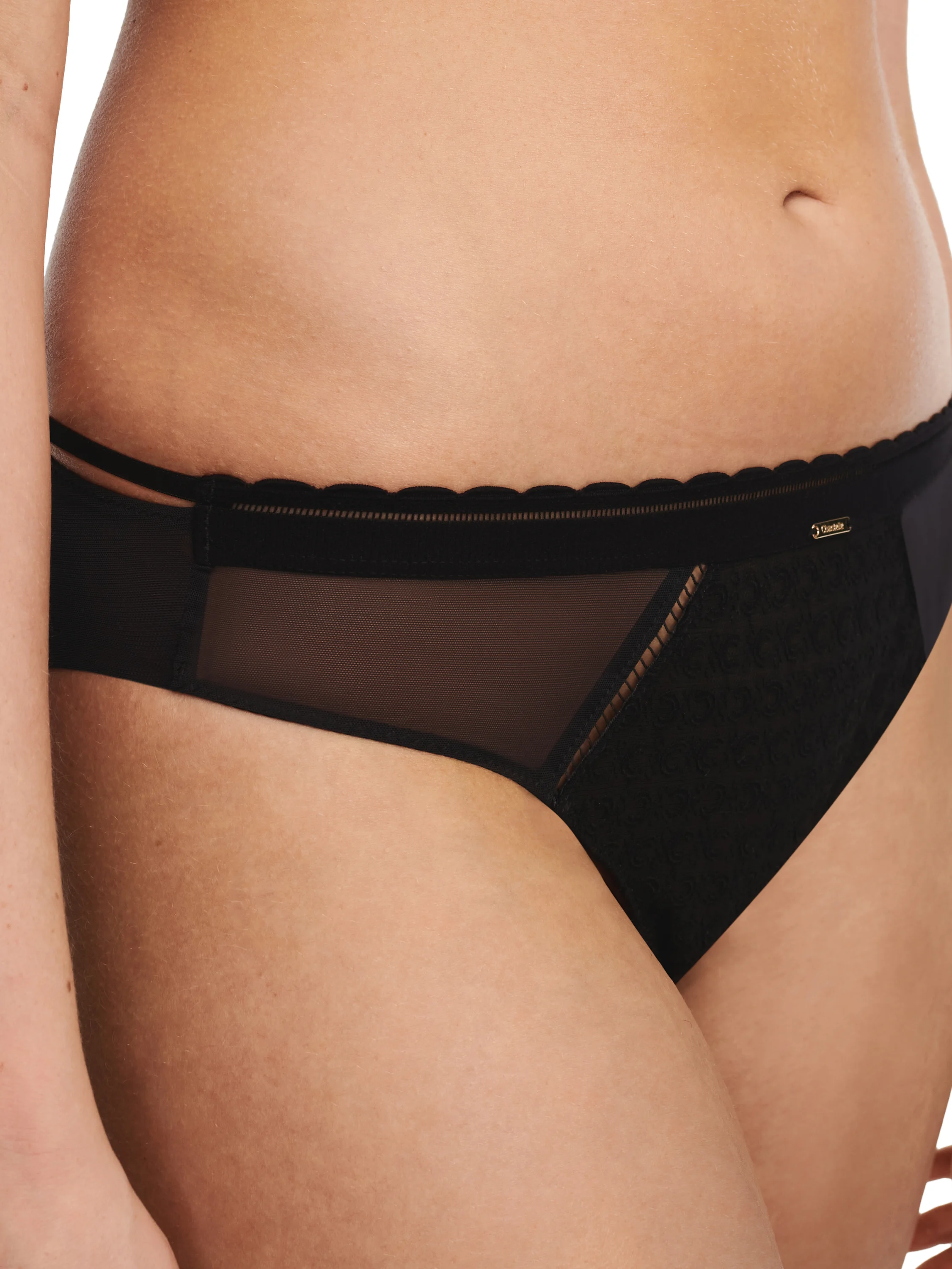 MONOGRAM - Slip dégagé broderie | Noir