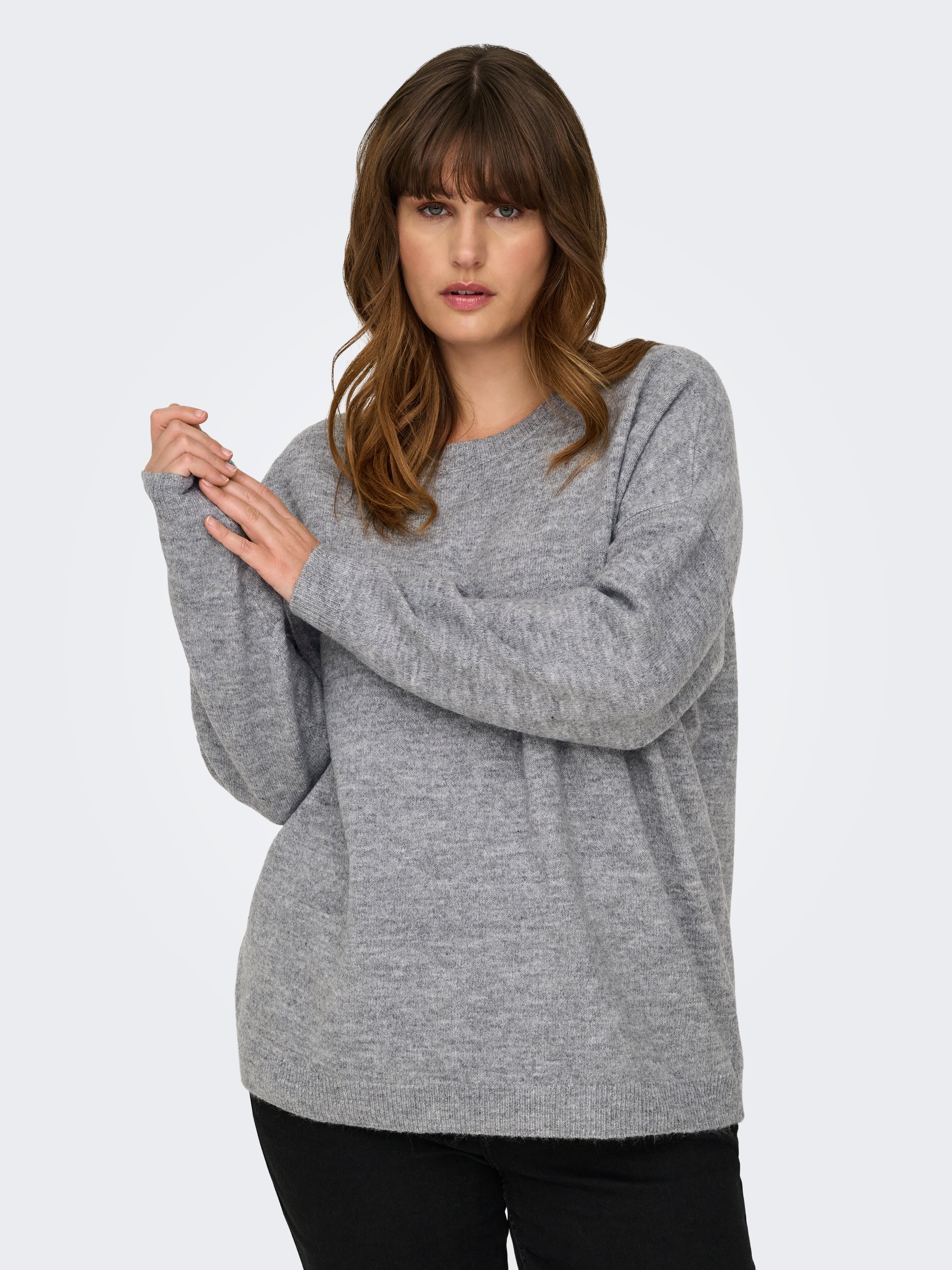 CARMANIFESTA Strickpullover Light Grey Melange