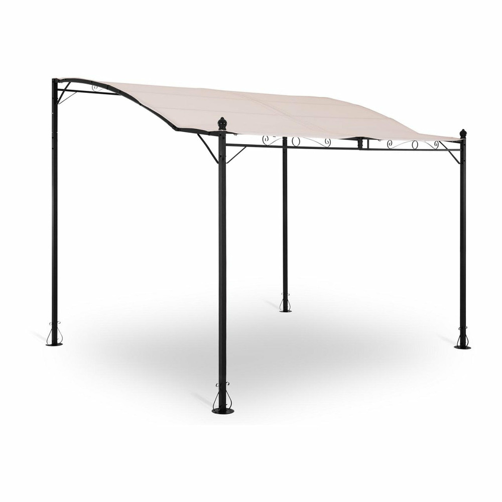 Pergola pavillon barnum tonnelle tente abri gazebo de jardin terrasse beige inclinée crème 2,6 x 3 m