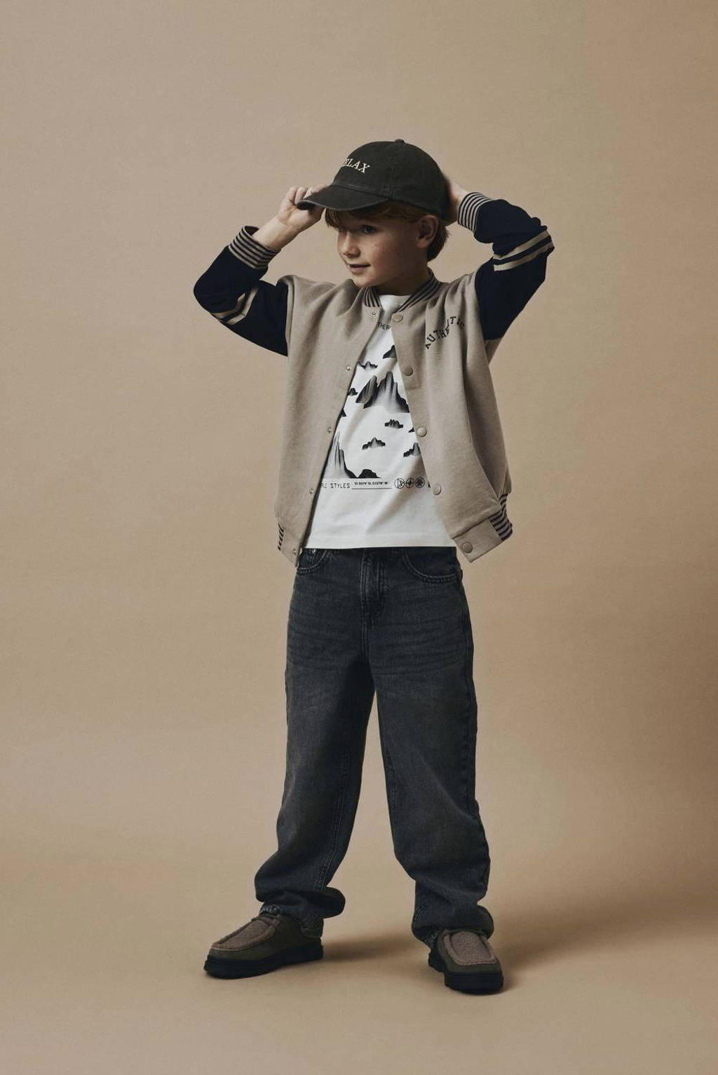 NAME IT sweatvest NKMNASSEN zand/zwart