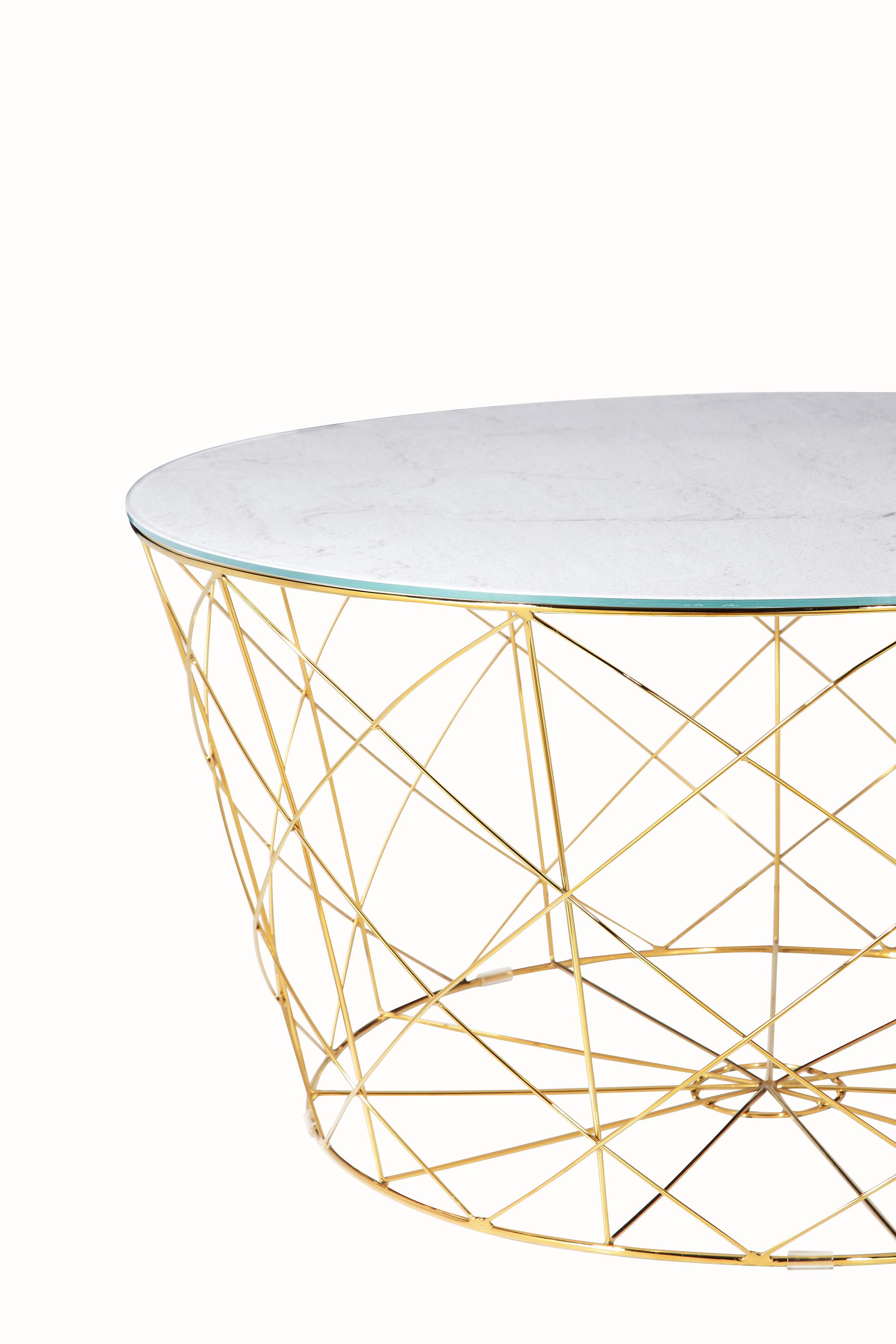 Couchtisch Ø80cm Marmor Optik Glastisch Sofatisch Beistelltisch Wohnzimmer Tisch