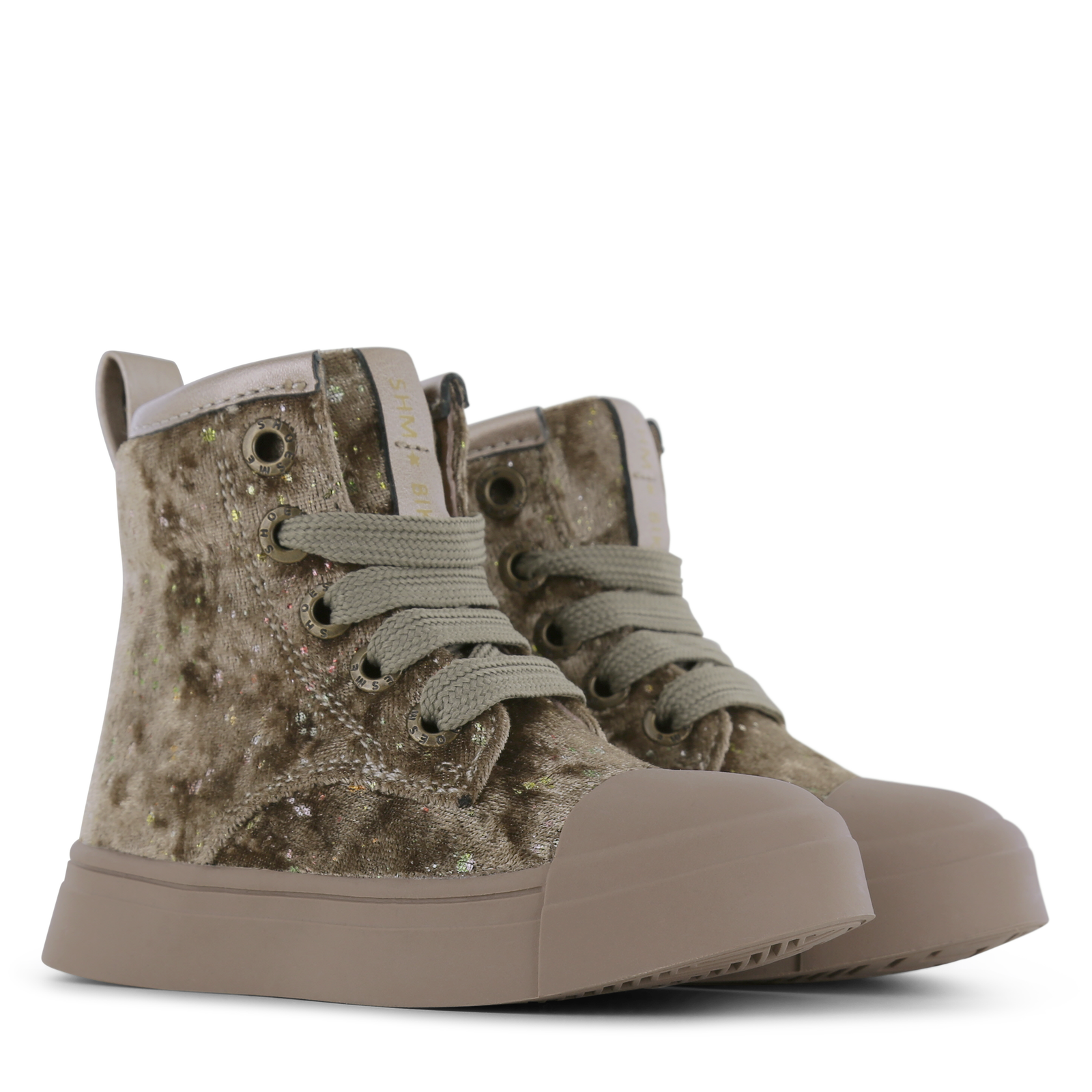 Shoesme gouden bikerboot met stipjes Microfiber leer, Microfiber velvet | M