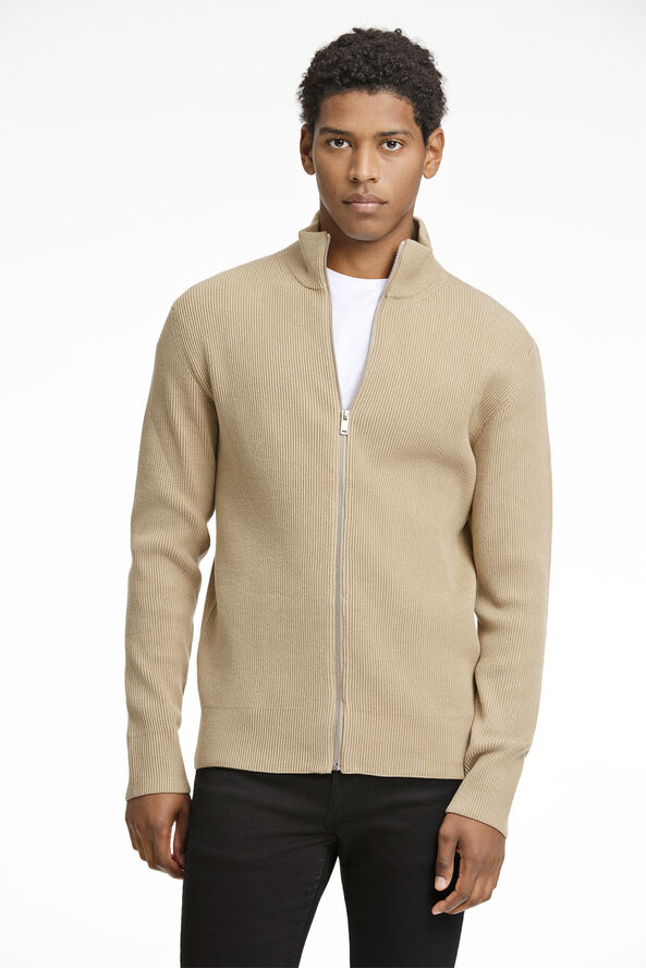 Lindbergh Knitted zip cardigan Stone