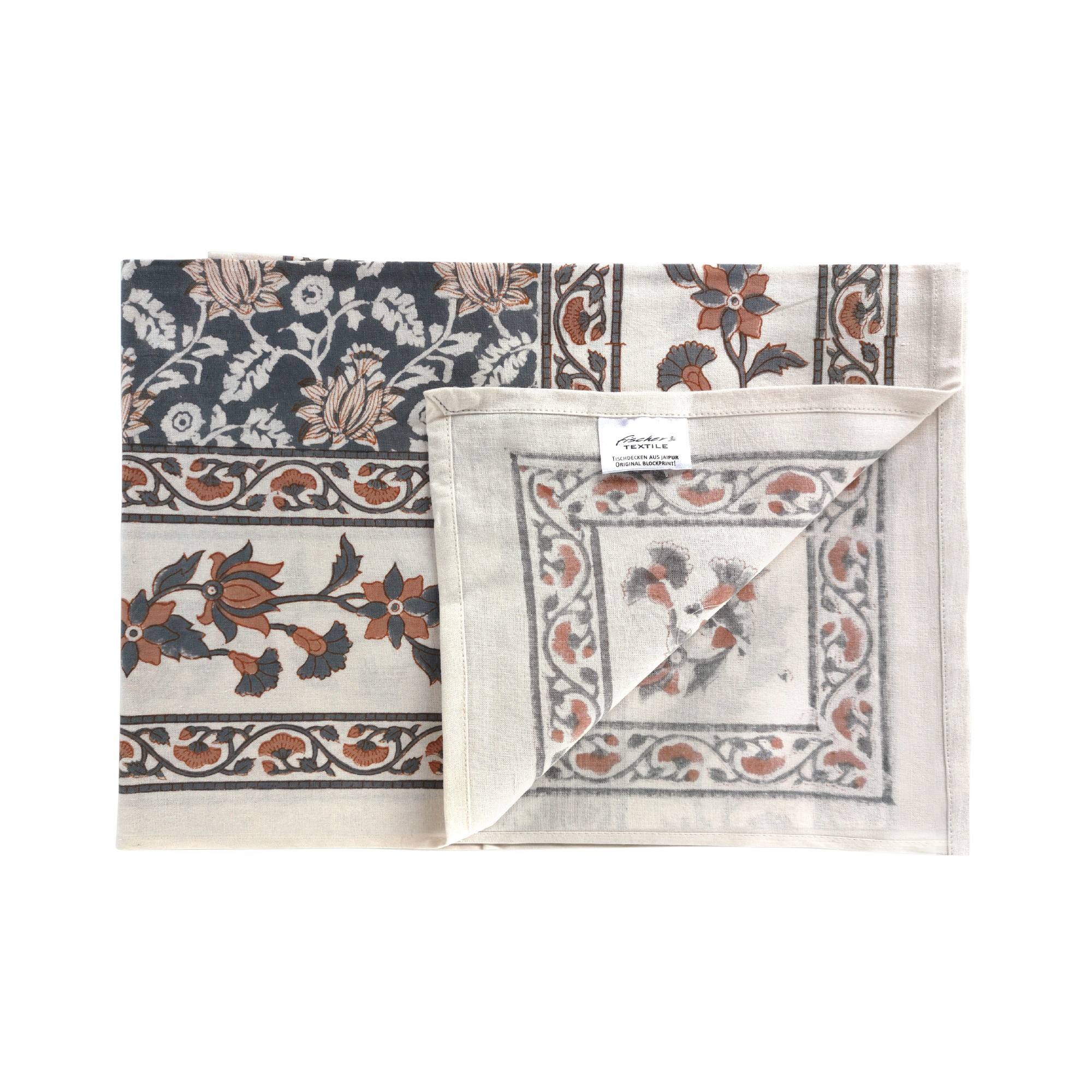 Tischdecke floral, grau, beige, L 100 cm, B 100 cm von fischer's lagerhaus