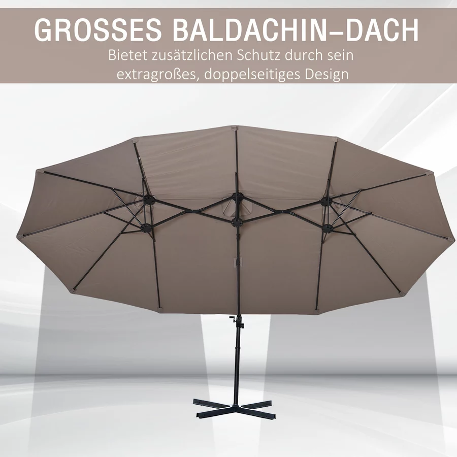 Outsunny Doppelschirm mit Kurbel braun