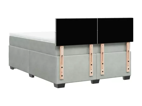Sommier à lattes de lit et matelas Gris clair 160x200cm Velours