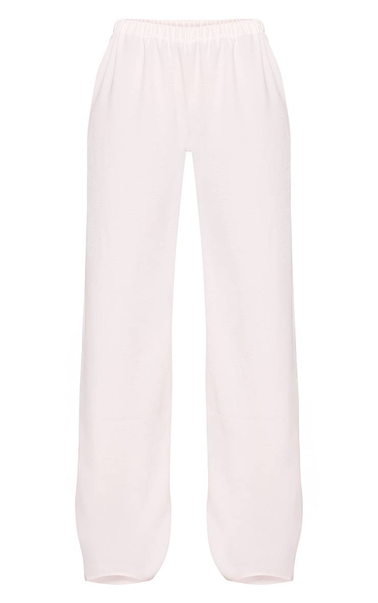 Crème Pantalon Texturé Taille Basse Ensemble Coordonné