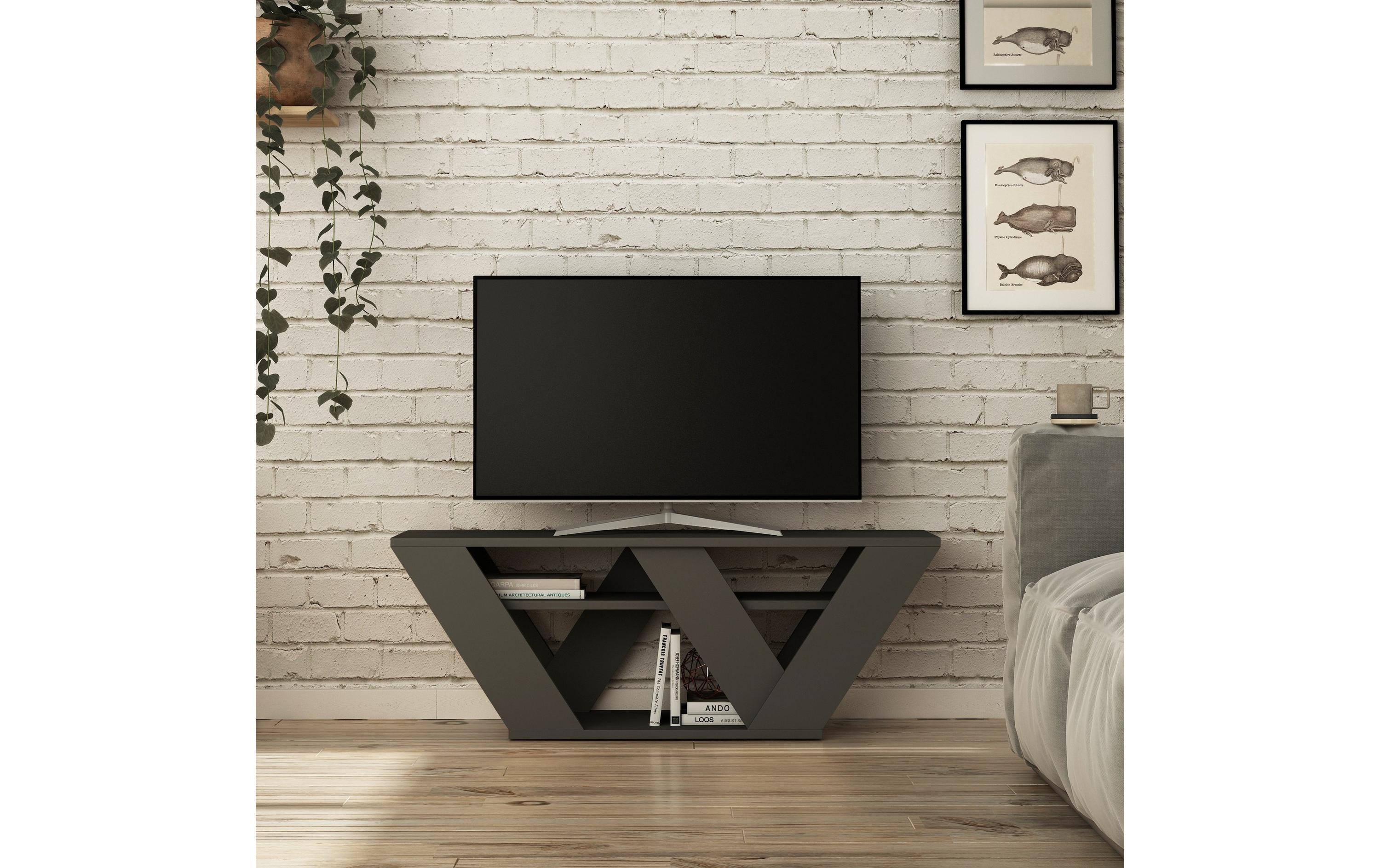 TV-Möbel Pipralla 110 x 30 cm, GrauHochwertiger TV-Ständer