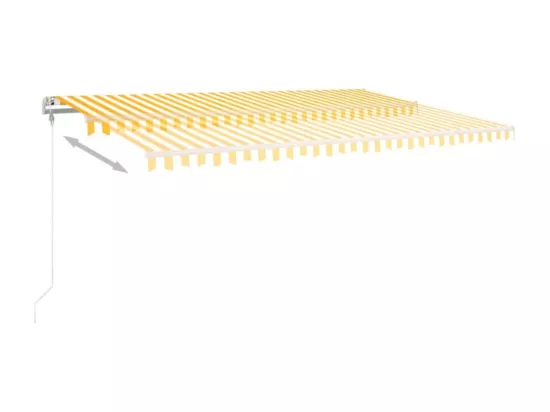 Auvent manuel rétractable avec LED 5x3 m Jaune et blanc