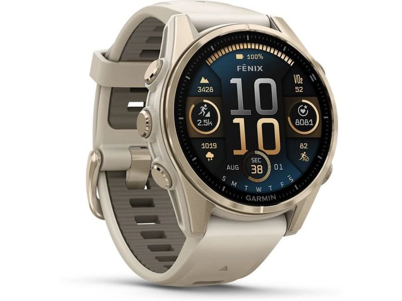 GARMIN Sportuhr Fenix 8 AMOLED Sapphire, 43 mm Beige GPS-Sportuhr