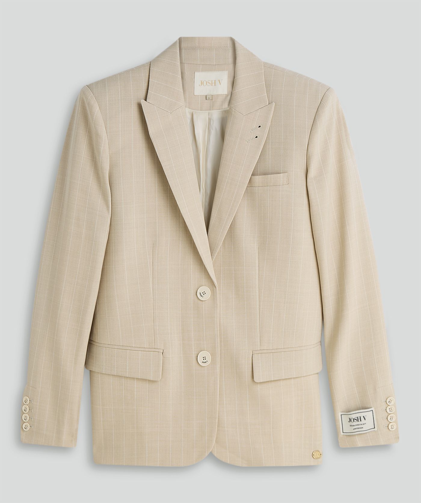 JV-NICK oversized blazer met krijtstreep - soft stone melange