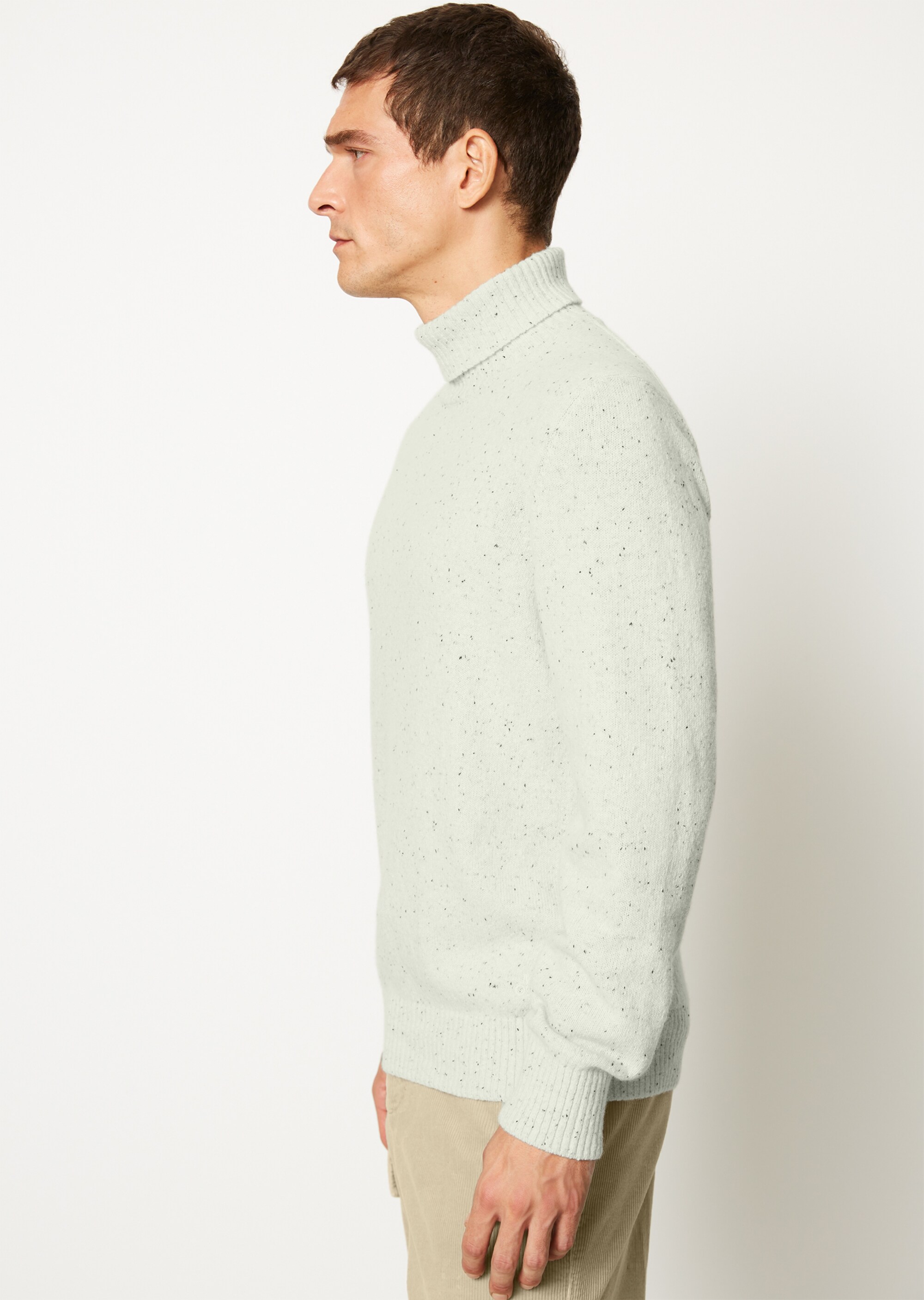 Rollkragen-Pullover regular aus gesprenkeltem Tweedgarn