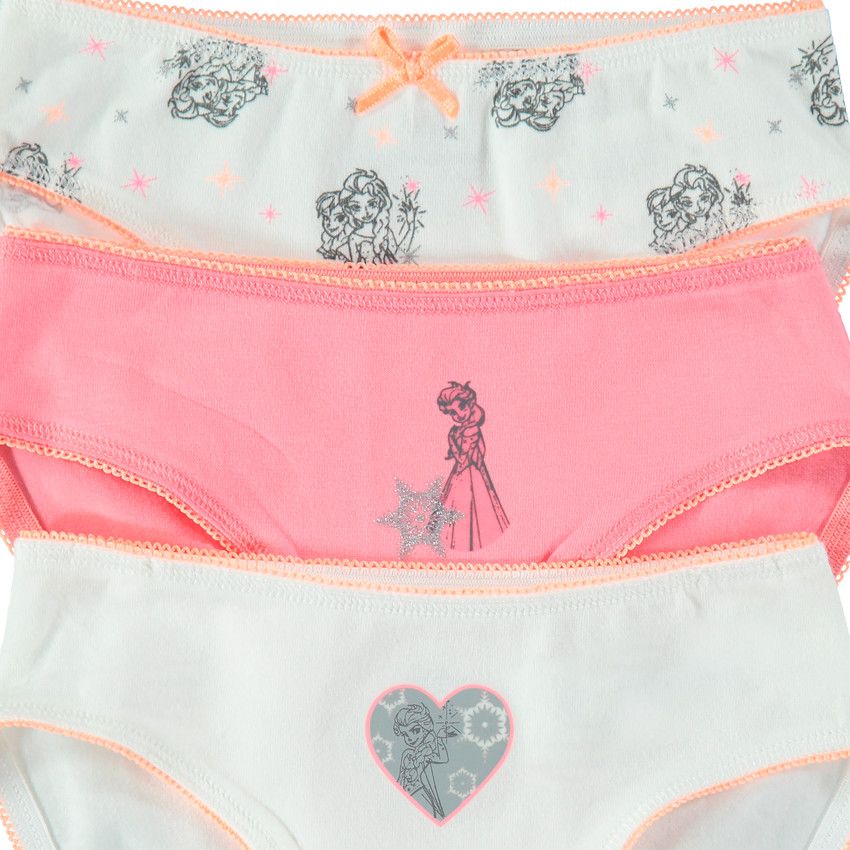 Lot de 3 culottes en coton avec print Elsa Reine des neiges Disney - Blanc