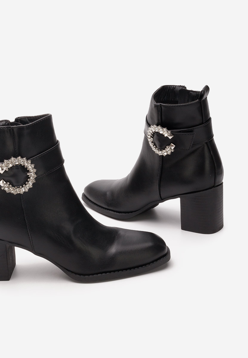 Bottines à gros talon noires Navasea