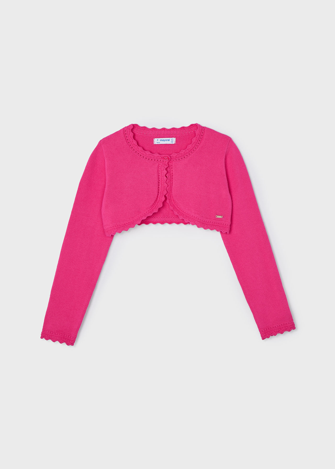 Cardigã feminino Better Cotton em fio metálico na cor nude.