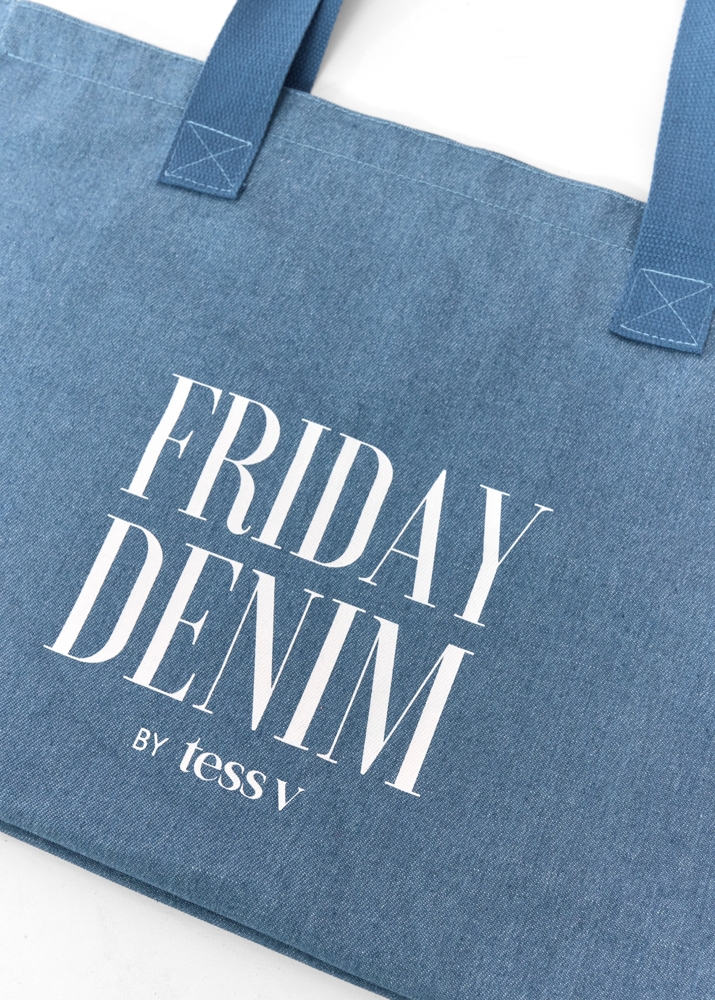 Friday denim tote bag blauw