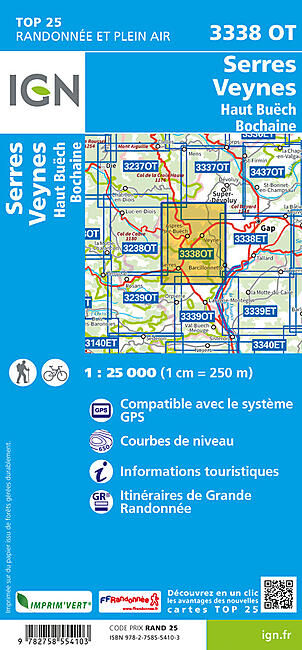 IGN - TOP25 3338OT SERRES VEYNES 1 25 000