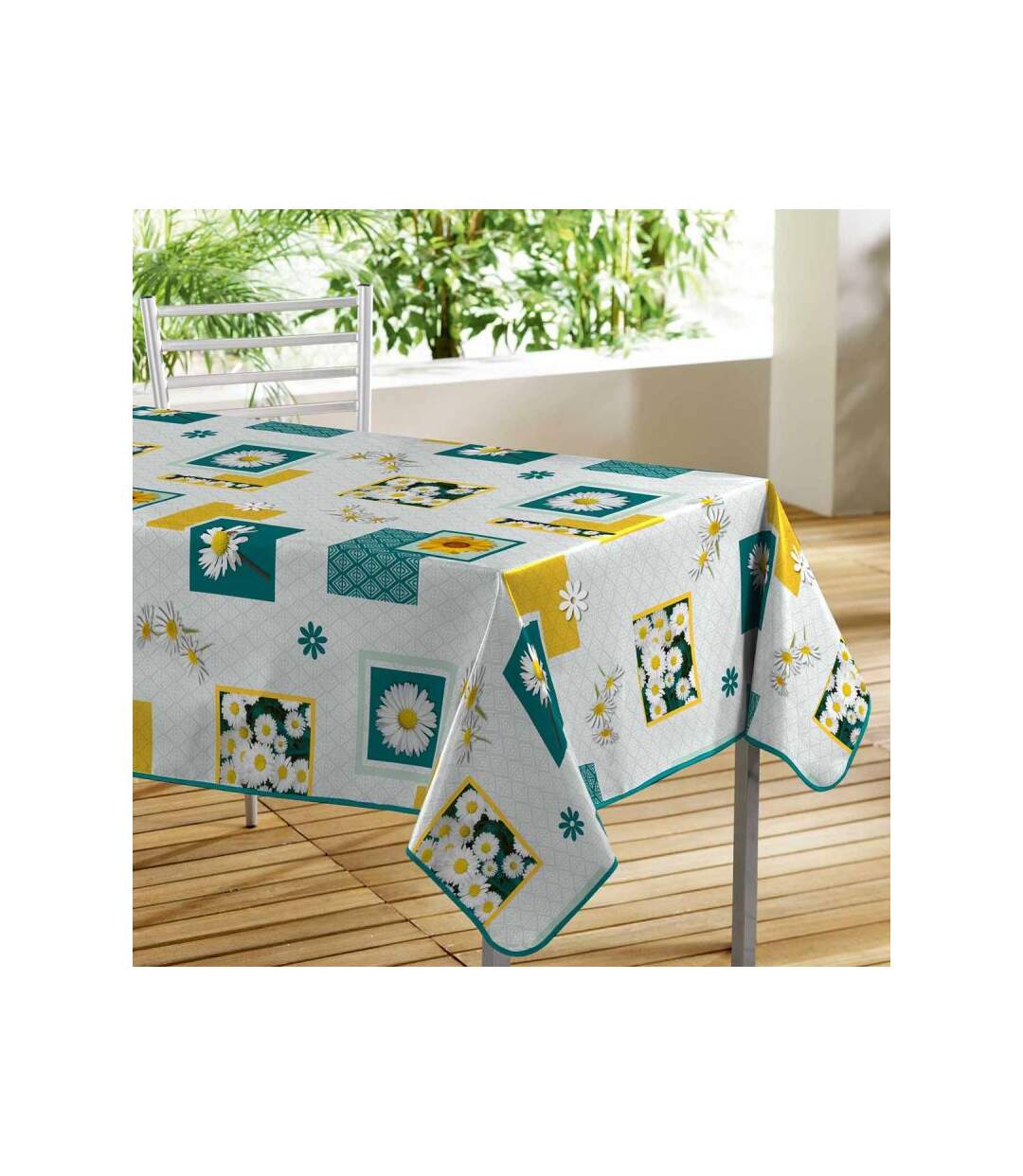 Nappe Toile Cirée Bouton d'Or 140x300cm Bleu