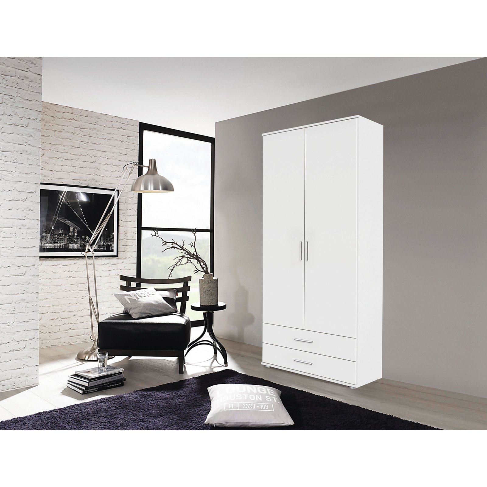 Drehtürenschrank Rasant Dekor weiss 85 x 188 x 52 cm