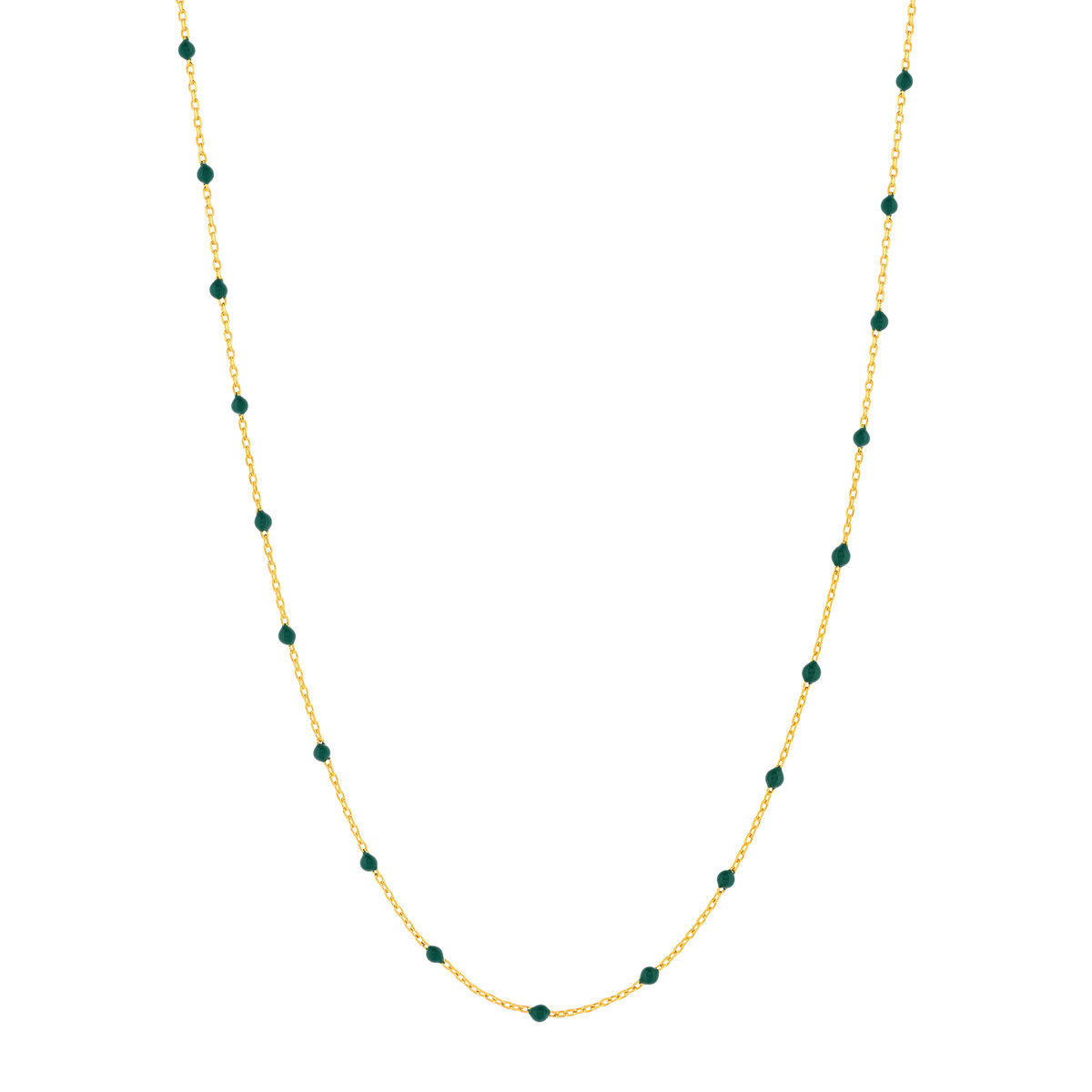 Collier plaqué or résine verte 45 cm