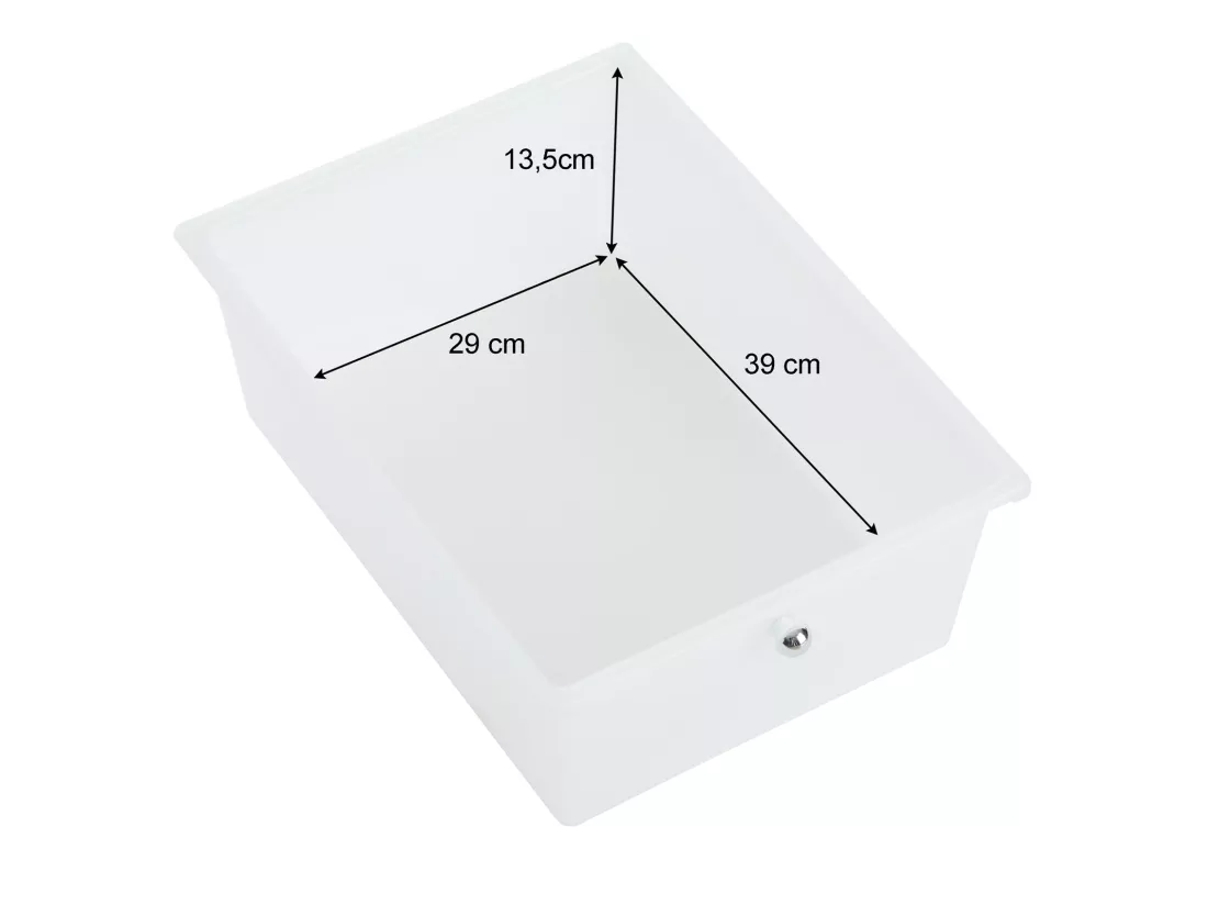 Caisson sur roulettes GINA chariot avec 6 tiroirs en plastique blanc transparent et 1 étagère, rangement salle de bain