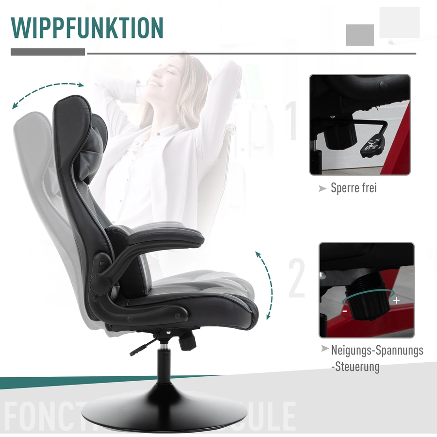 HOMCOM Gamingstuhl Racing-Design schwarz