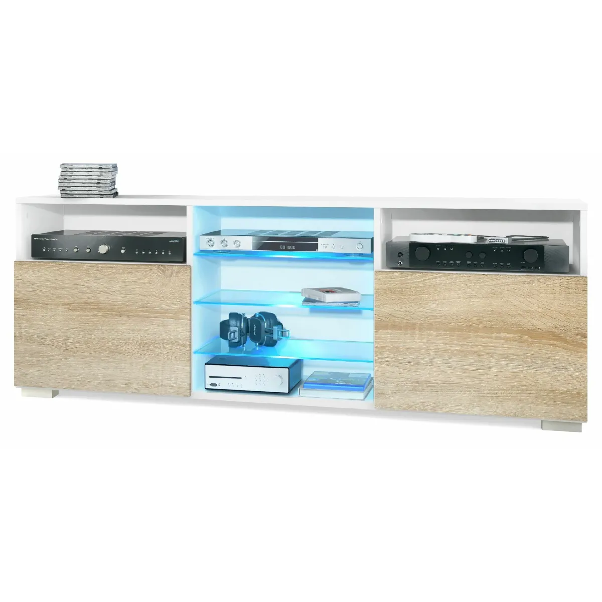 MPC Meuble TV Chêne LED