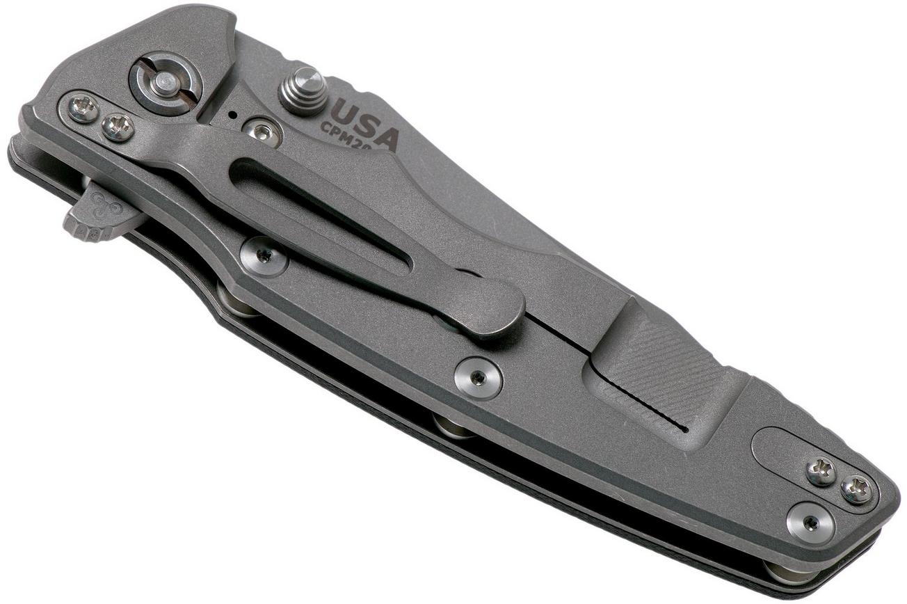 Rick Hinderer Eklipse 3.5” Tanto, CPM 20CV Working Finish, Black G10 zakmes