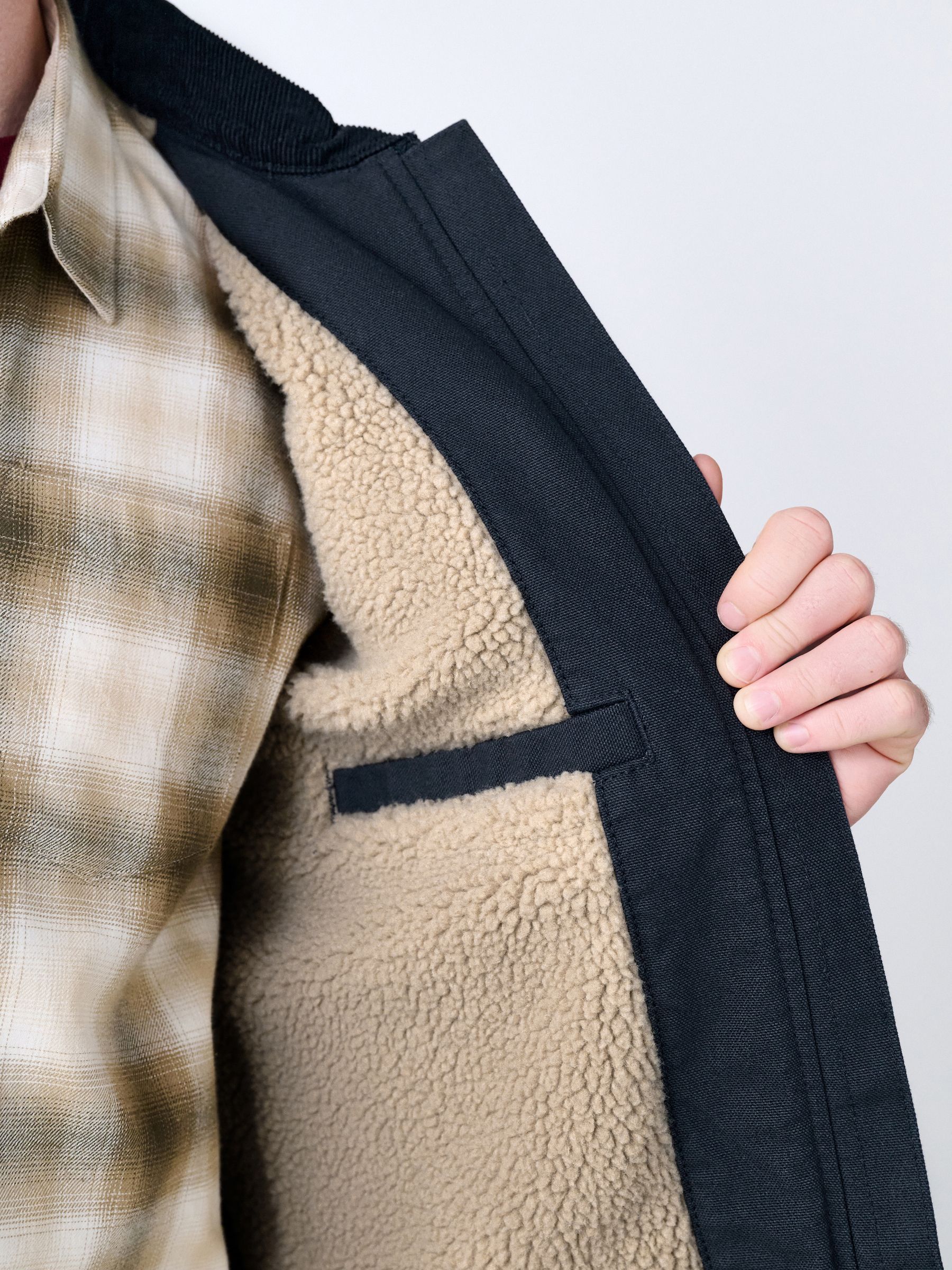 Blauw - Canvas Borg Lined Jacket