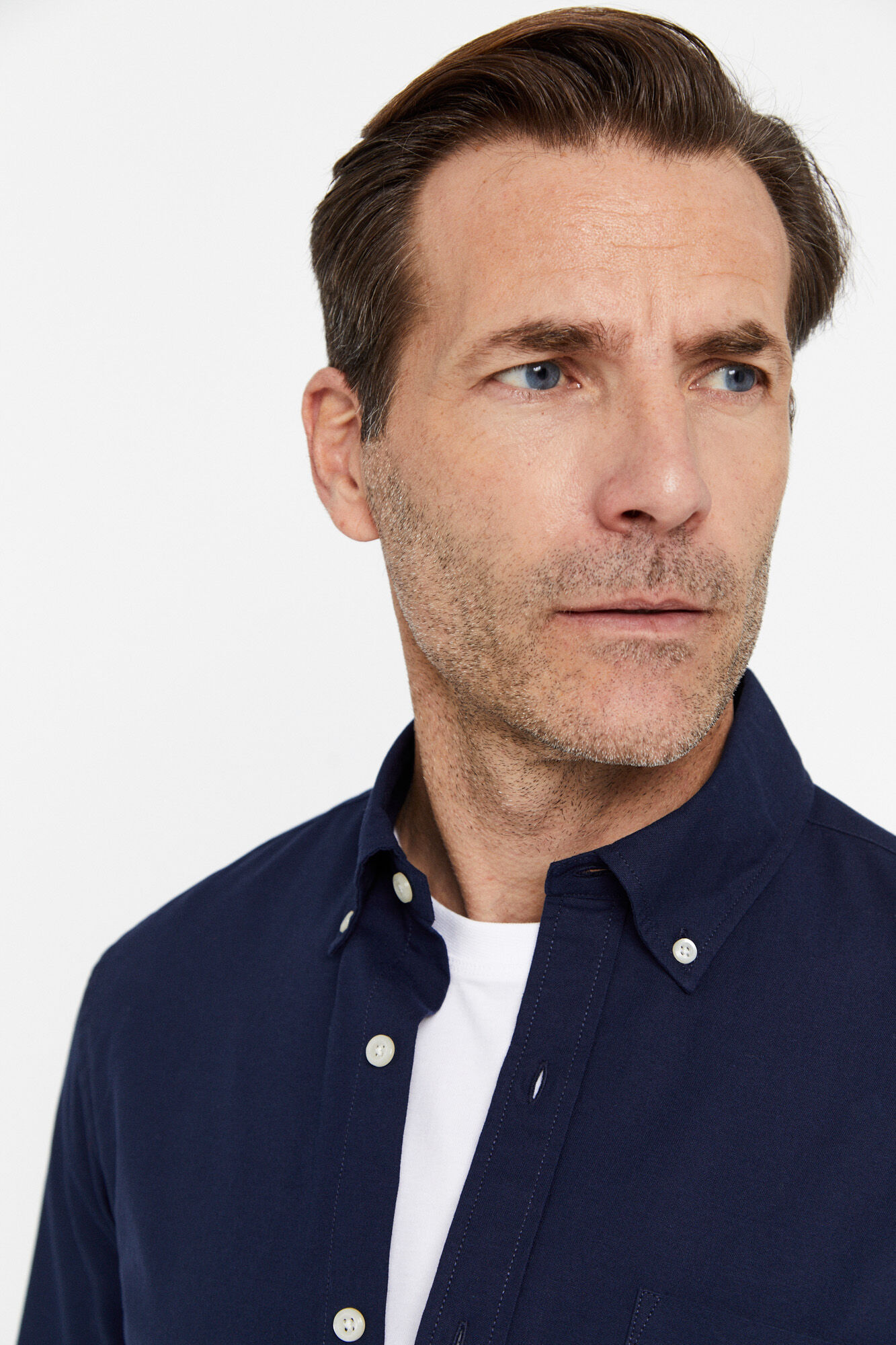 Camisa oxford liso - Azul marino