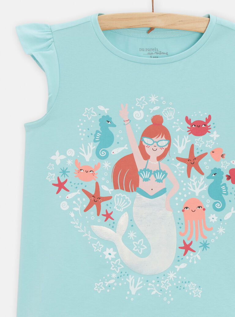 Pyjama bleu animation sirène pour fille