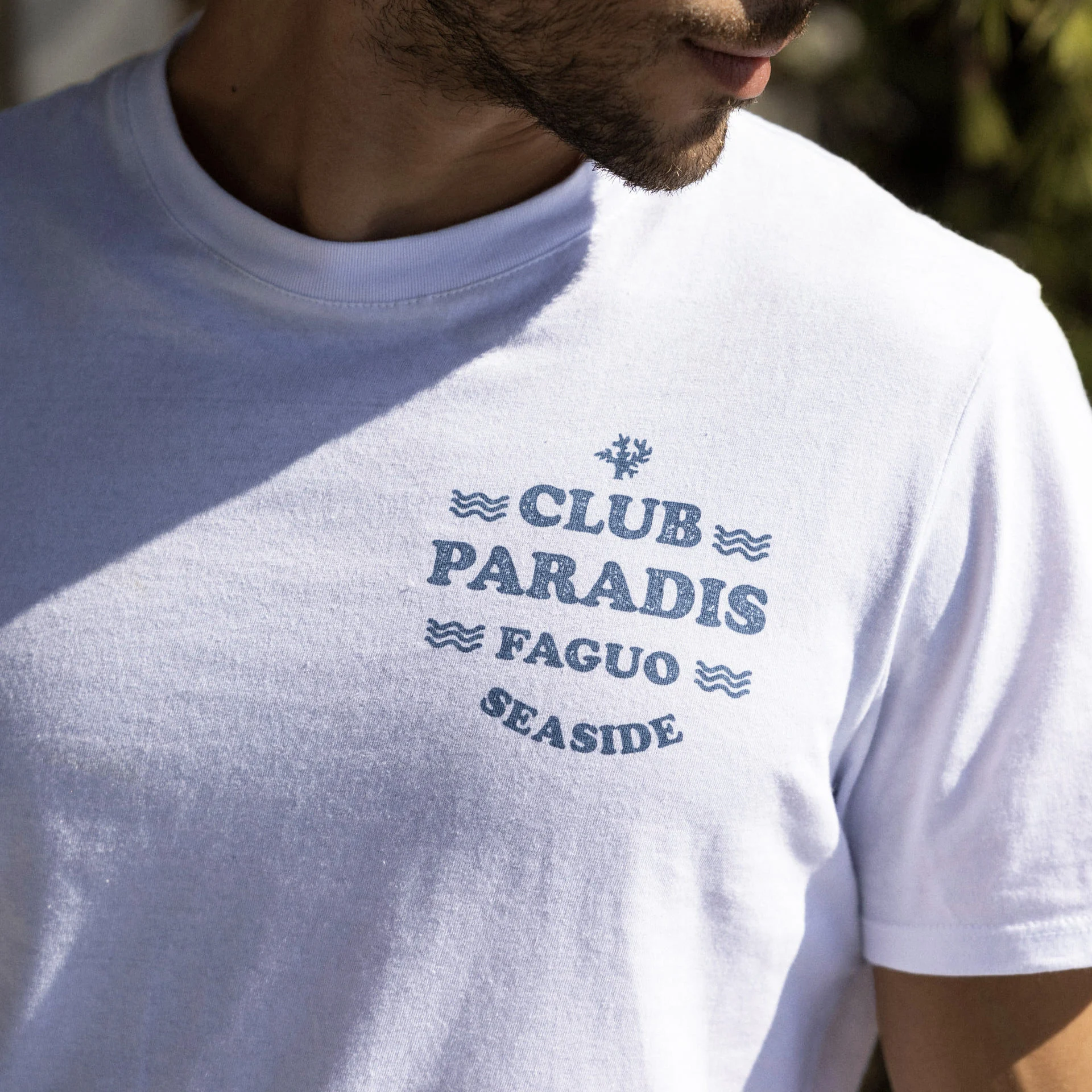 T-shirt blanc club paradis coton et coton recyclé - modèle arcy