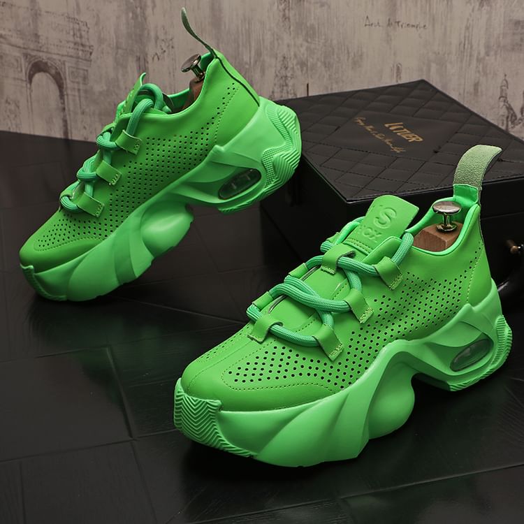Mr Ozera - Platform Plain Lace Up Sneakers