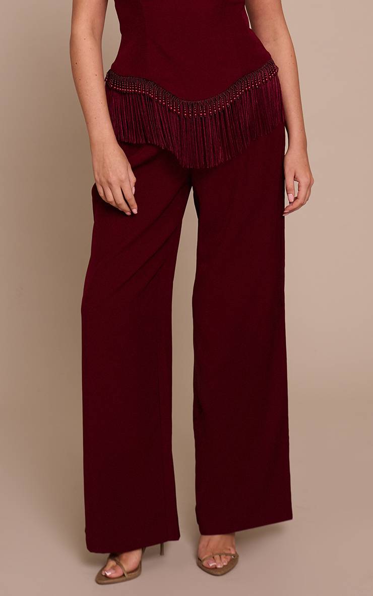 Rouge Bordeaux Pantalon Tailleur Taille Haute Shape