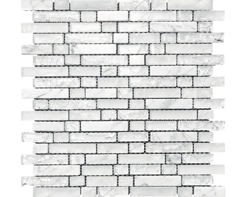 Glasmozaïek met witte steen 29,8x30,5cm