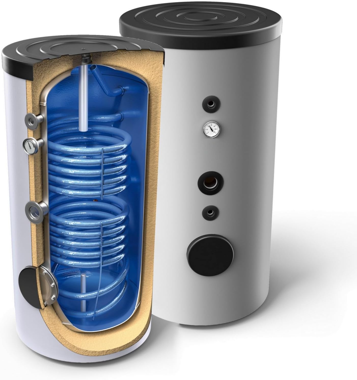 Warmwasserspeicher, Standspeicher, Trinkwasserspeicher mit 2 Wärmetauscher Energieeffizienzklasse B in der Größe 300 L Liter