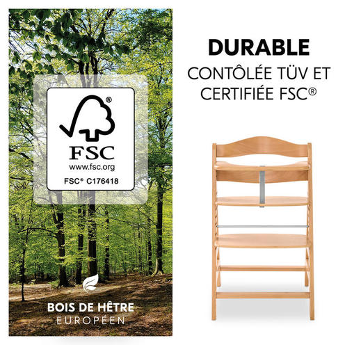 Chaise haute Alpha+ - Bois - HAUCK