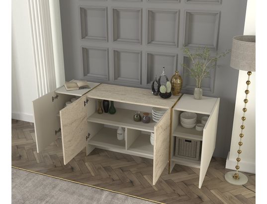 CONCEPT1 - Bahut Veyron travertin gres 180 x 46,6 x 75,5cm