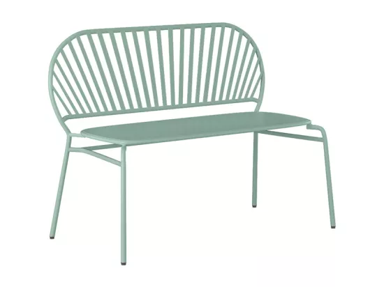 Salon de jardin en métal : un banc, 2 chaises et une table basse - Vert amande - CEDEIRA de MYLIA
