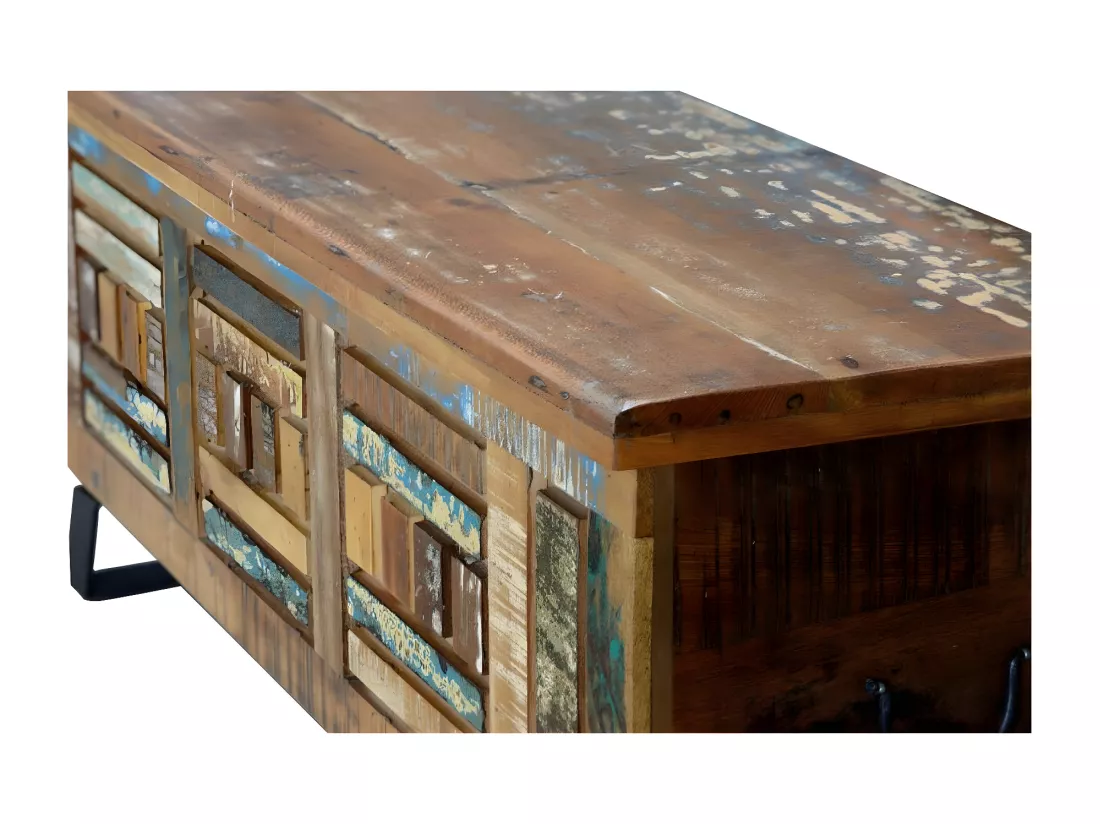 Coffre exclusive en bois recyclé multicolore MULTICOLOR.Giner y Colomer.47x40x116