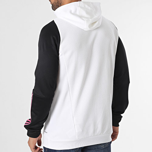 Sweat Capuche A Bandes Juventus HZ5019 Blanc Noir