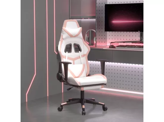Chaise de jeu de massage avec repose-pied Blanc&Rose Similicuir