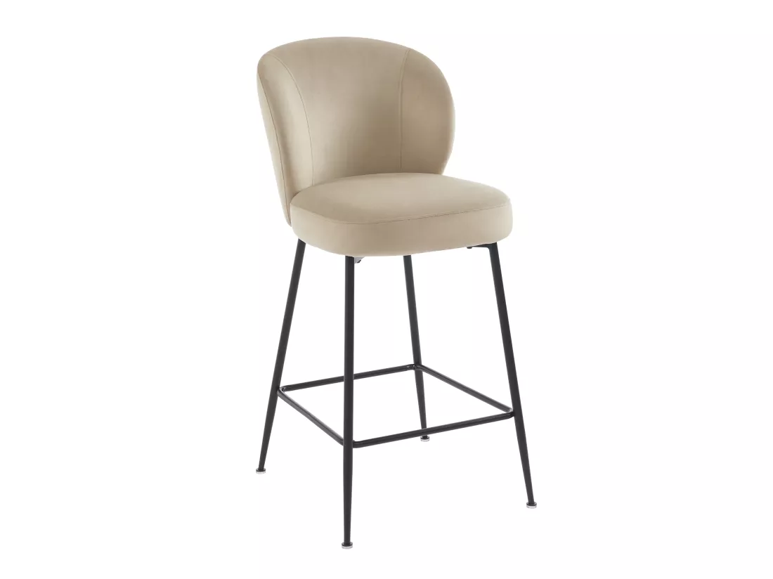 Lot de 2 tabourets de bar en velours et métal noir - Beige - POLPONA de Pascal MORABITO