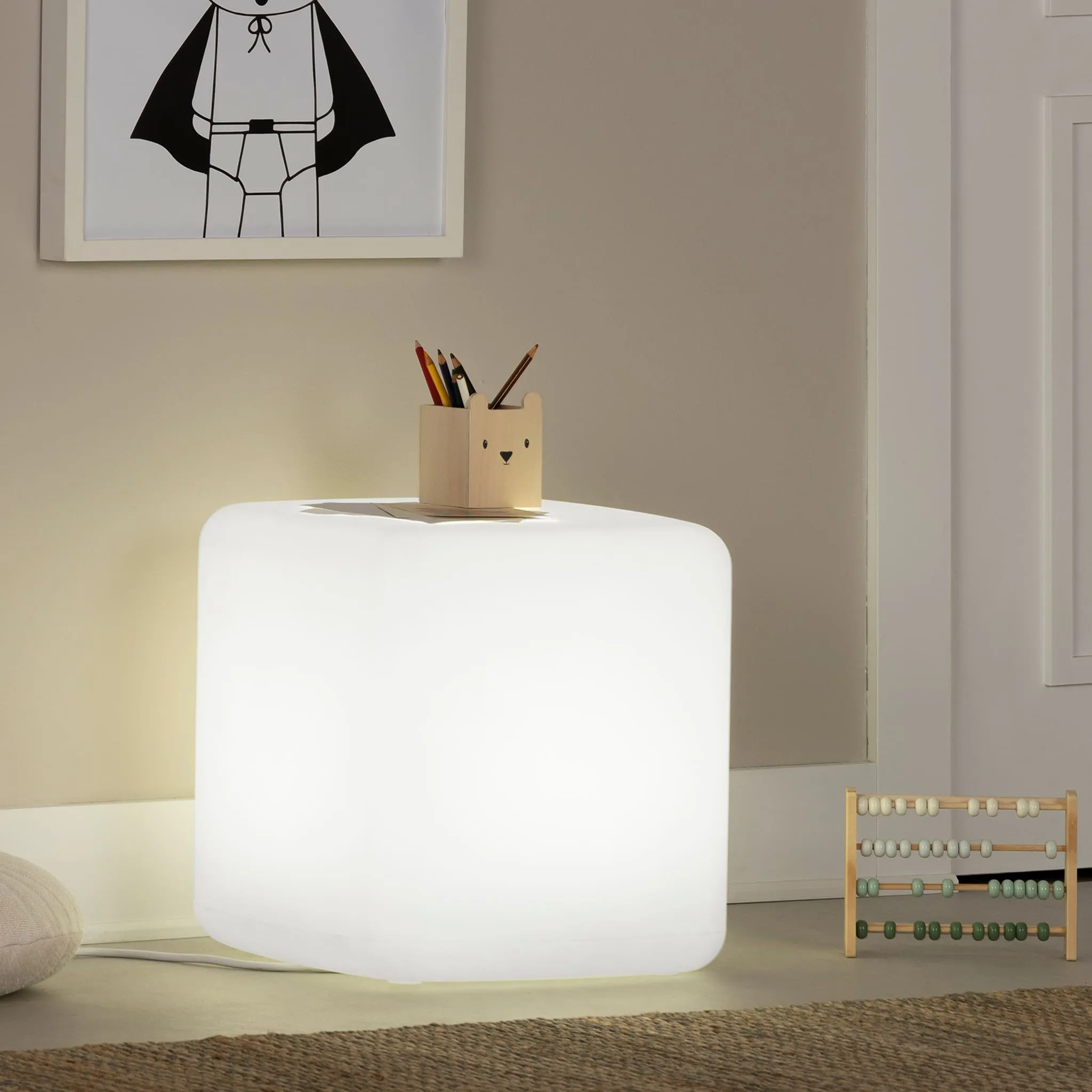 South Shore Table de Nuit  Tabouret Lumineux pour Enfants - Sweedi Blanc