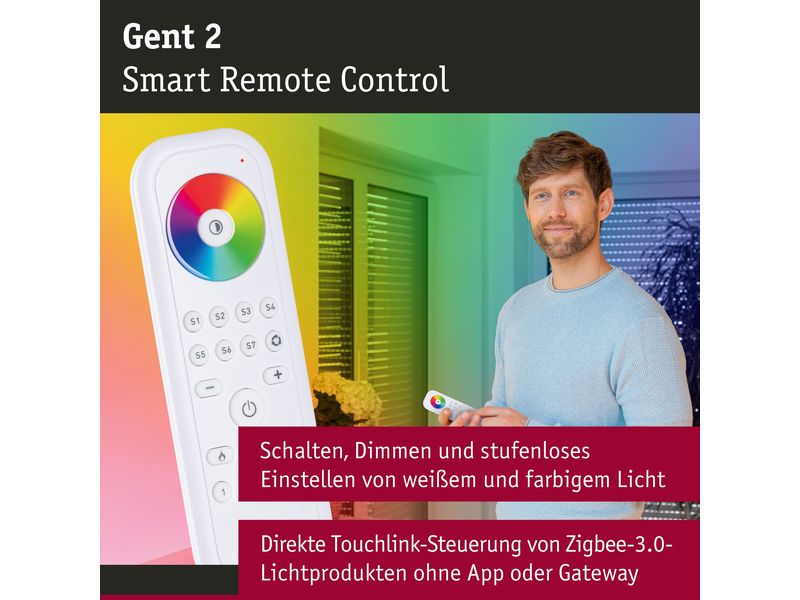 Paulmann Fernbedienung Gent 2 Zigbee 3.0 Fernbedienung zur direkten Steuerung von Zigbee 3.0 Lichtprodukten