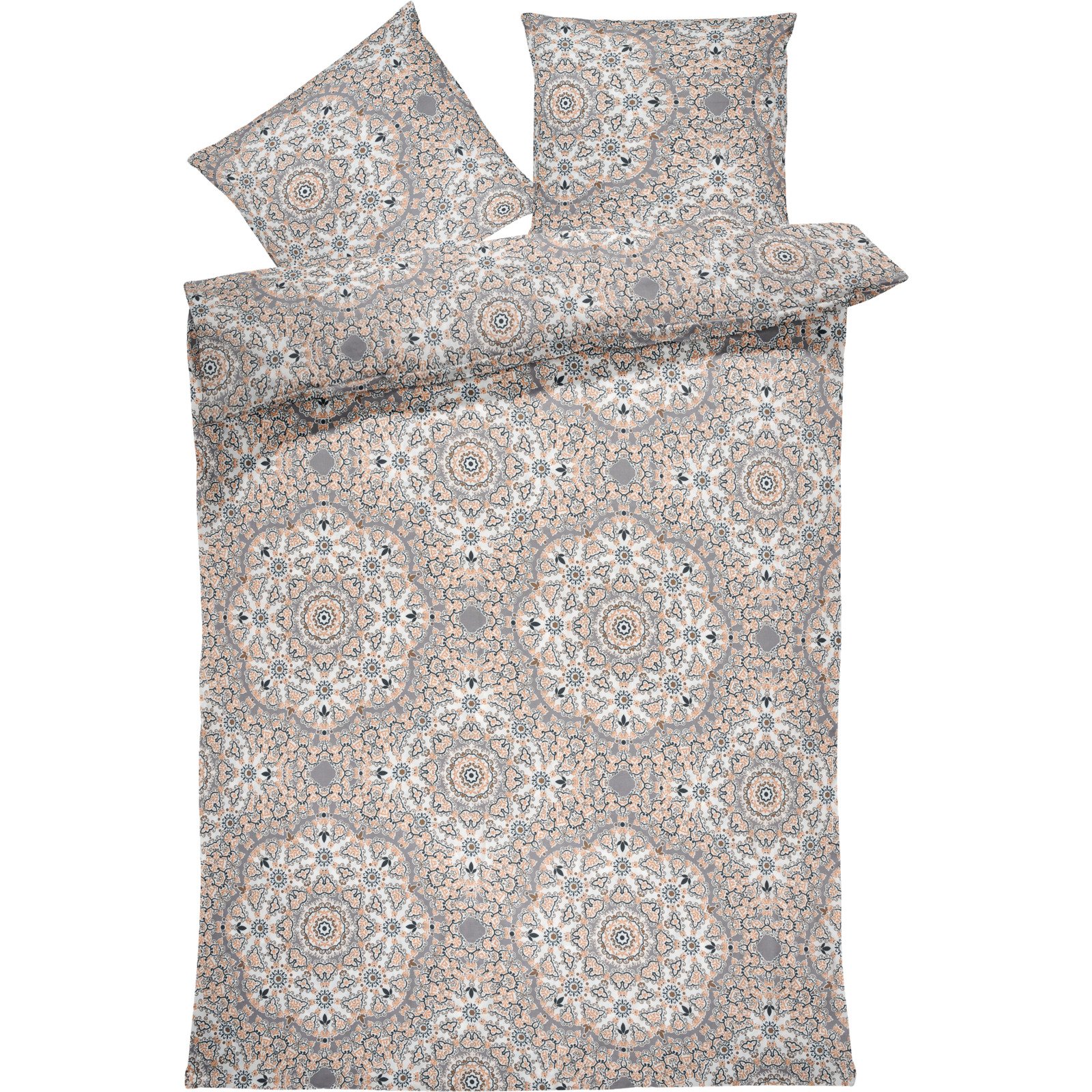 Bettwäsche Satin Mandala beige 160x210 65x100 Bettanzug Nord