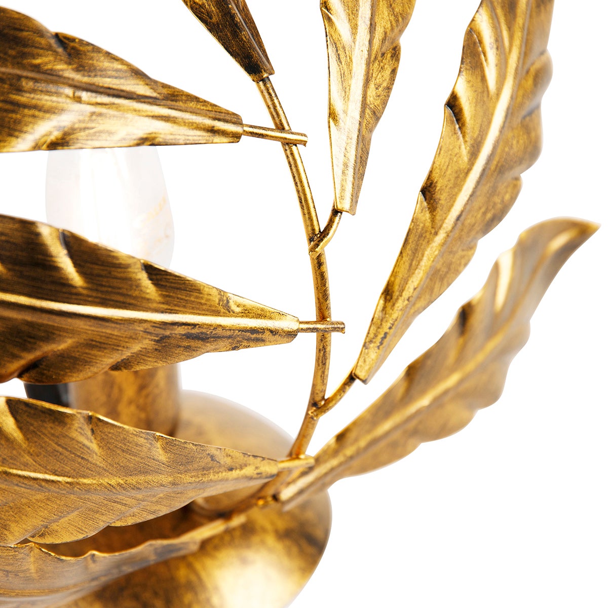 Vintage tafellamp, antiek goud, 25 cm - lindehout