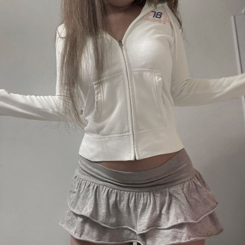 Puffie - Nummering Zip-Up Crop Jacket