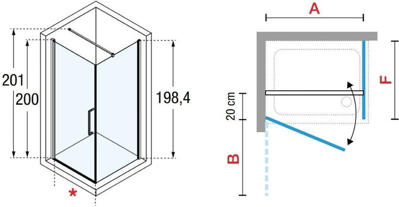 Novellini - Young G+F - Douchecabine - Helder Glas - 75x200 cm - Mat Zwart Profiel